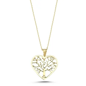 Koçak 14k Tree of Life Heart Gold Necklace 14KLY1894