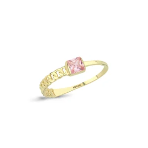 Koçak 14k Pink Stone Gold Ring 14YZK1888